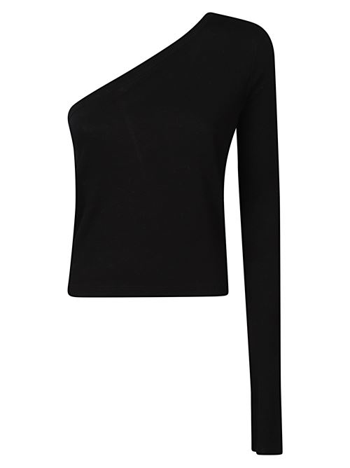 Top nero di RICK OWENS caratterizzato dal design a monospalla e una manica lunga. RICK OWENS | RP02E4261JR09